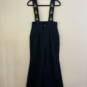 Navy Blue Pineapple Embroidered Jumpsuit
